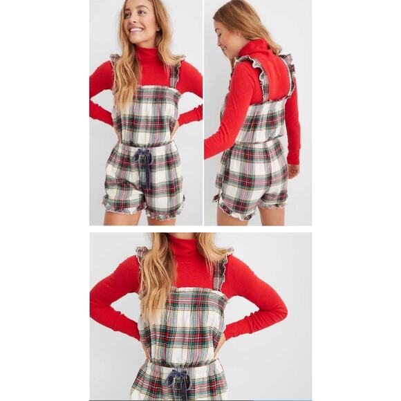 NWT Large AERIE Holiday Sleep Flannel Romper - Picture 1 of 5